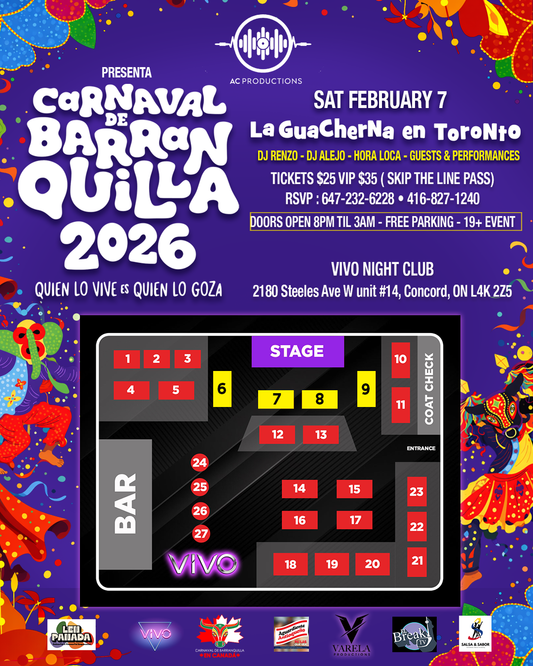 Table reservations Carnaval de Barranquilla 2026